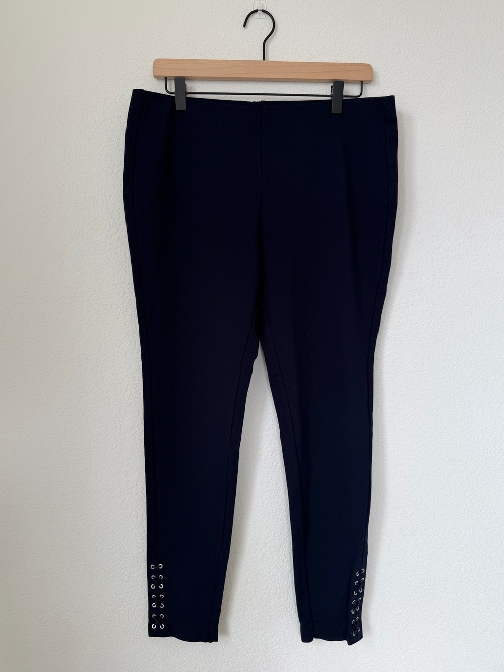 Ralph Lauren Pull-on Ankle Leggings With Lace-up Details. Size Large. Navy Blue